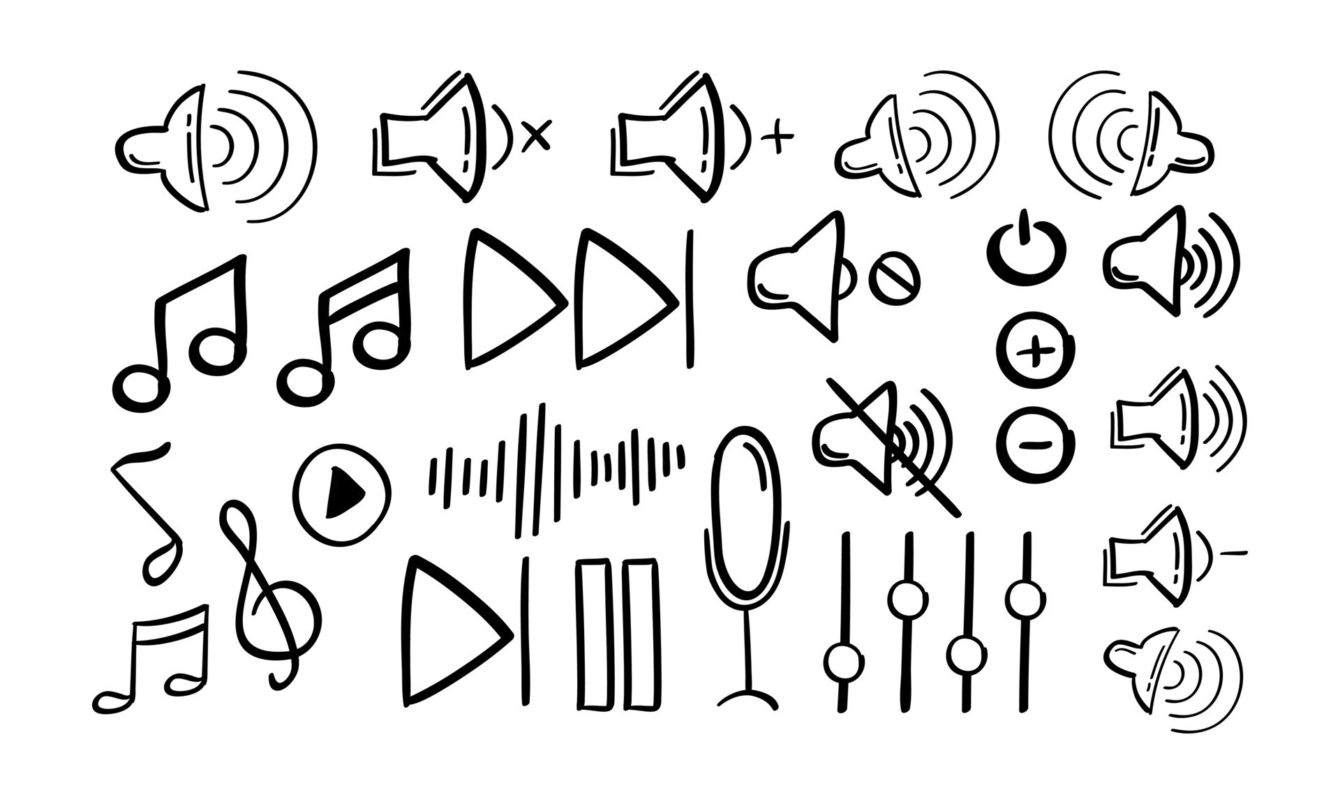 hand drawn music control and music related icon 17170763 Vector Art at