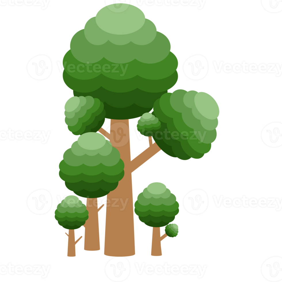 piccola foresta raccolta di alberi realistici di diversi tipi di piante png