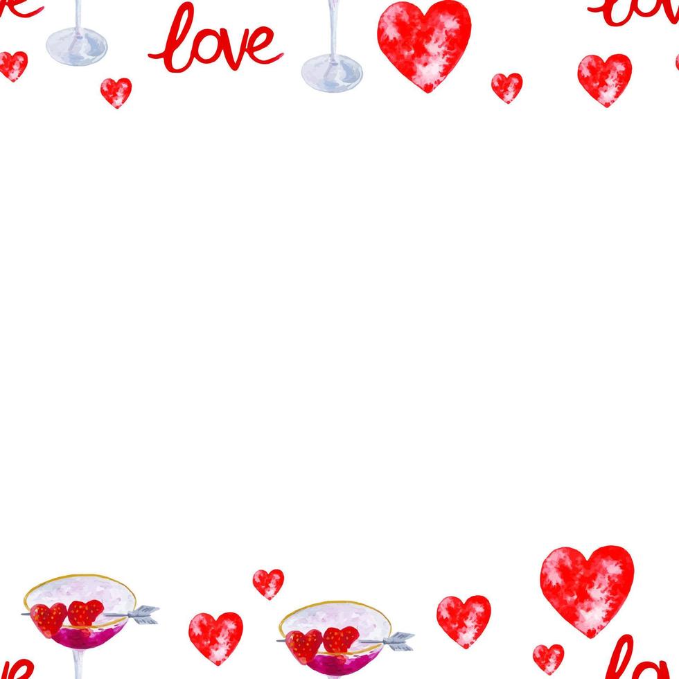 Seamless pattern frame love theme Valentines day illustration for decor, fabric vector