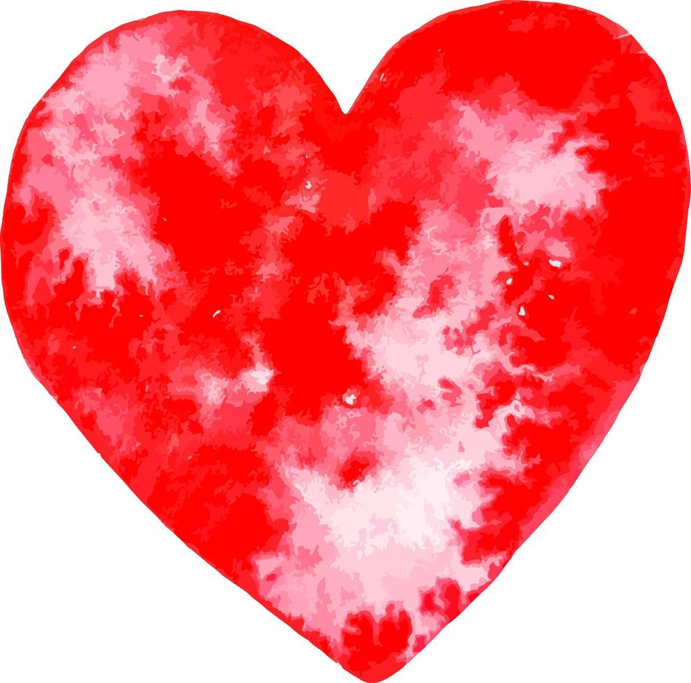 pegatina del día de san valentín con forma de corazón de icono rojo acuarela vector