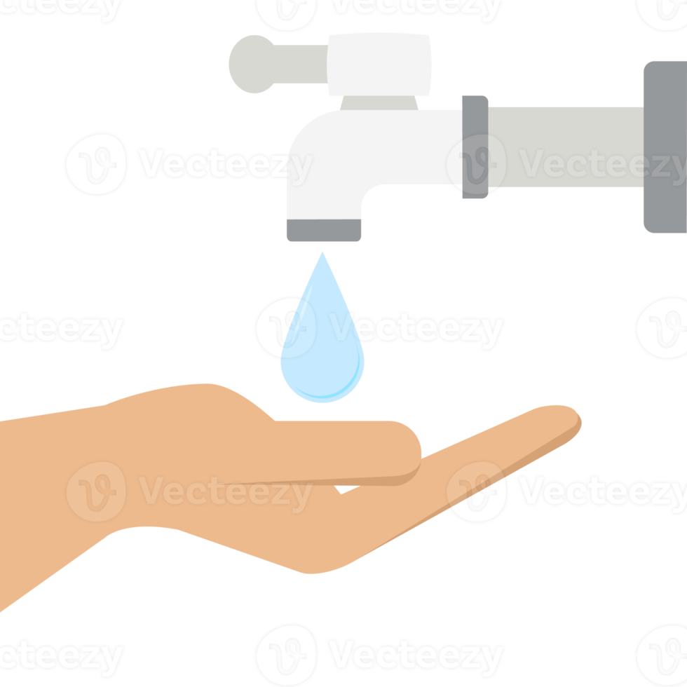 saving clean water from faucet using hand png