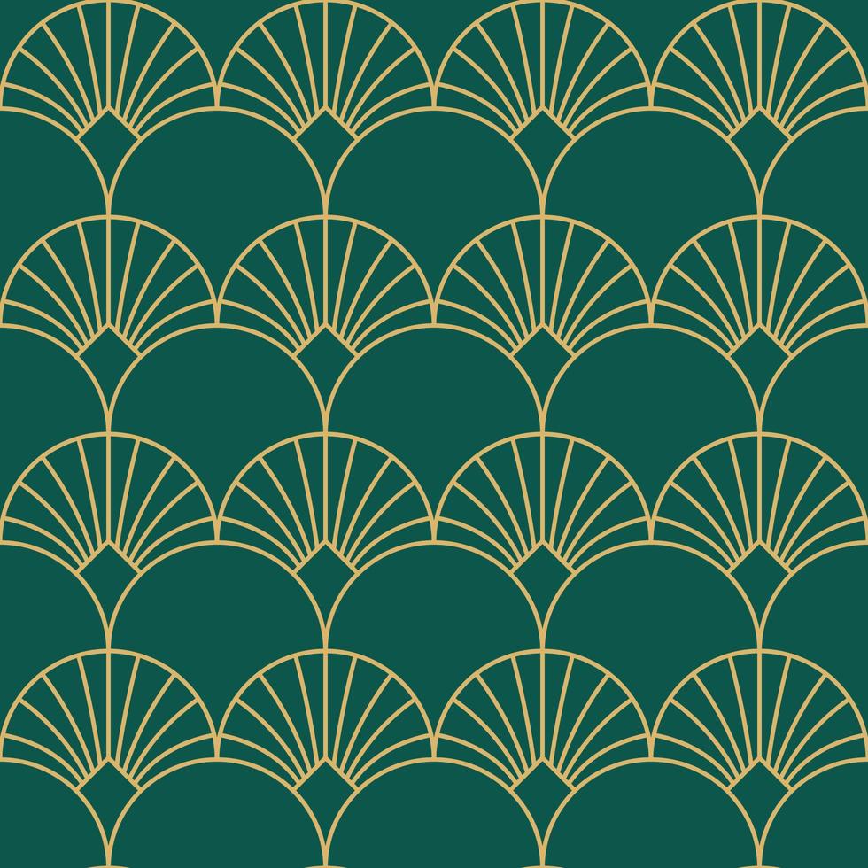 Vintage Art Deco Seamless Pattern. Line art geometric gold shapes. Modern ornaments vector illustration. Gatsby retro elegant background for fabric, wallpaper or wrapping
