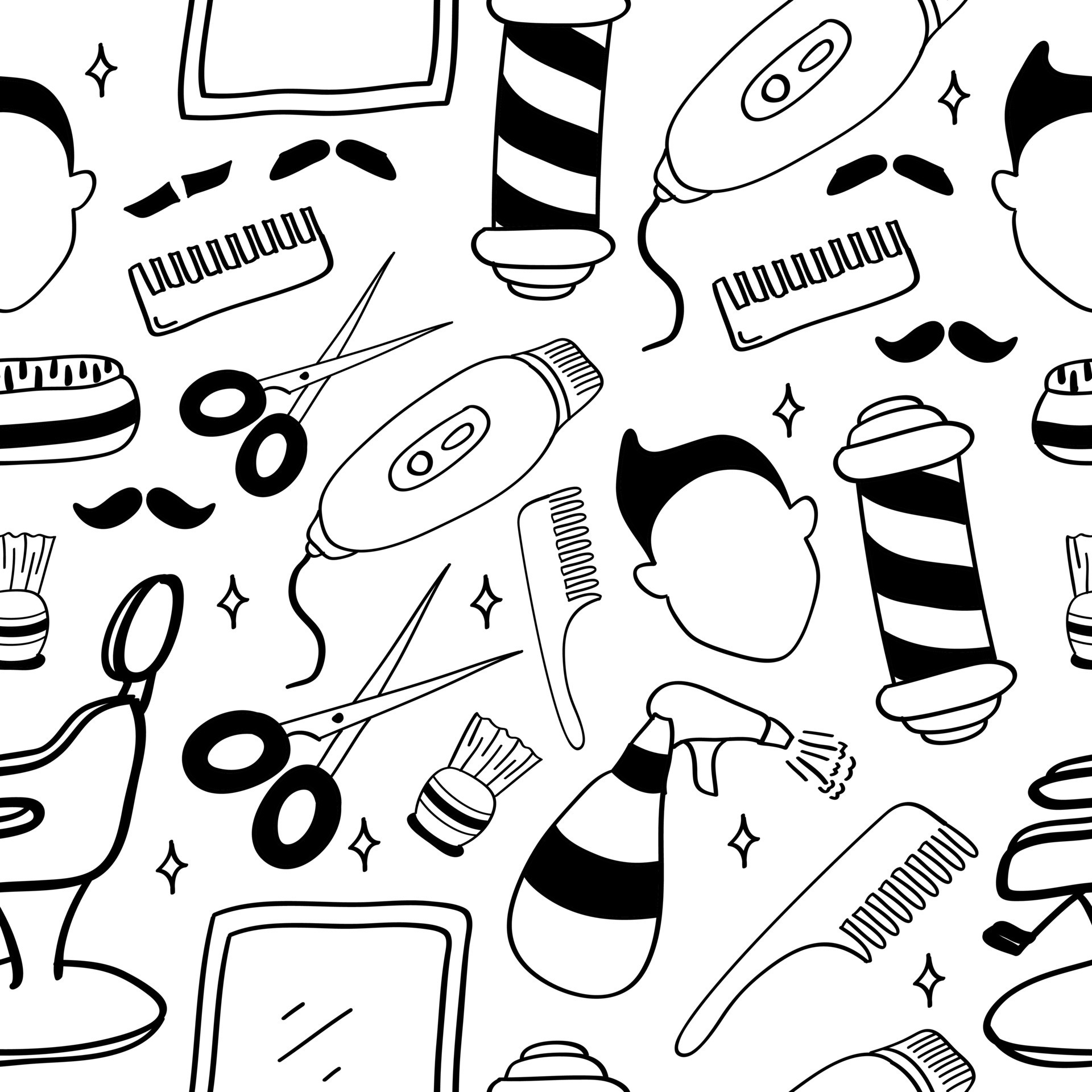 Hand drawn Barber and salon Seamless pattern 17171175 Vector Art at