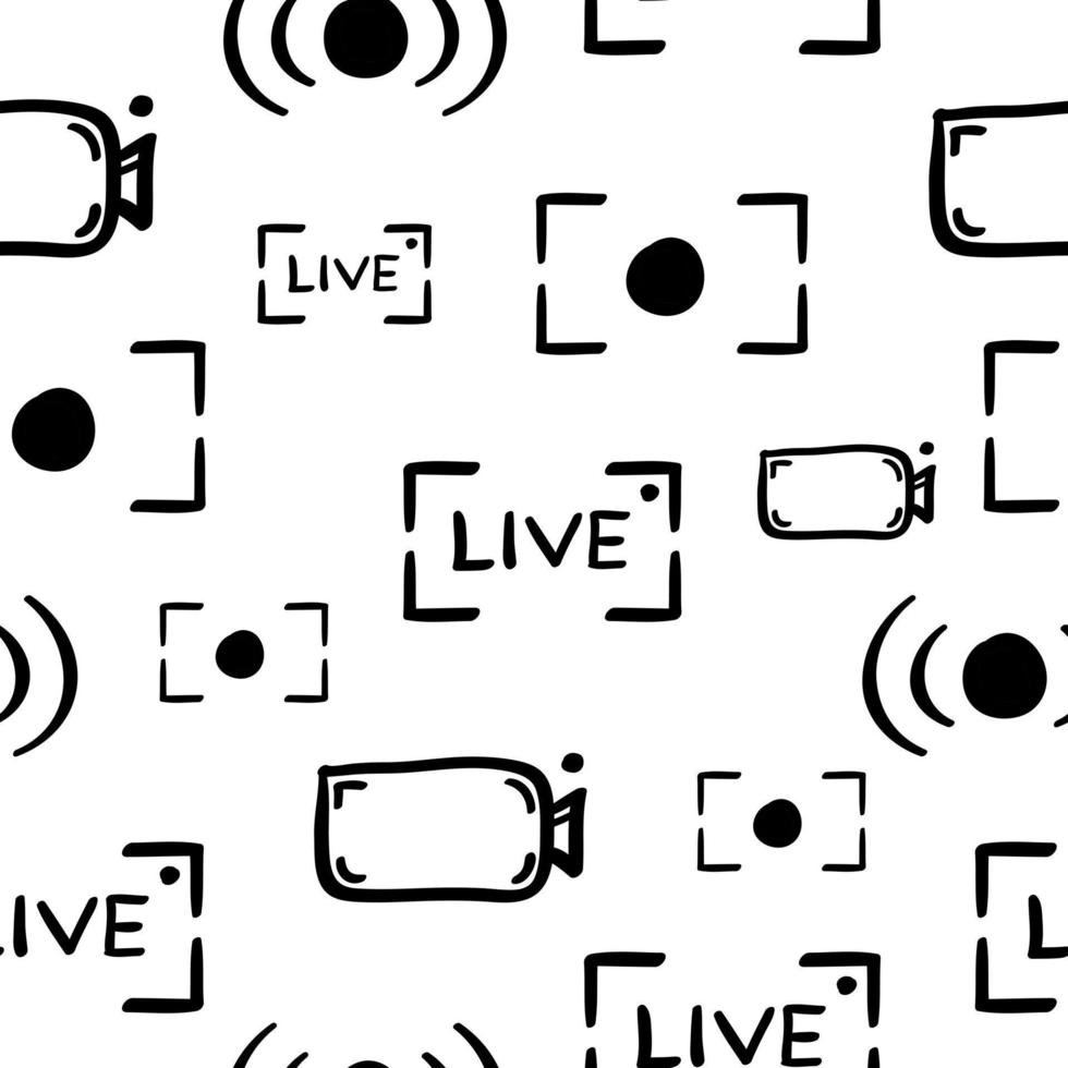 Hand drawn live streaming Seamless pattern vector