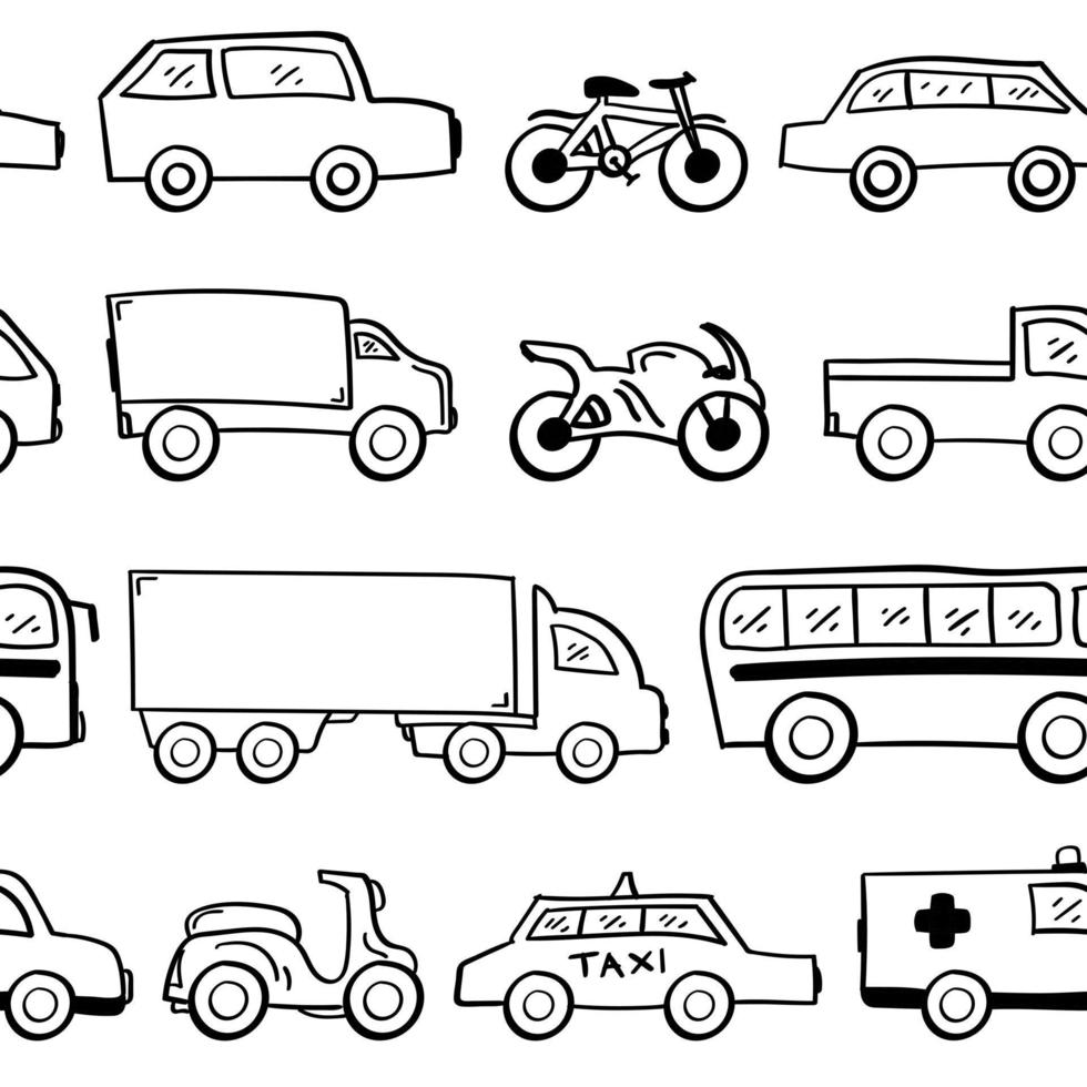 icono de vehículo o transporte dibujado a mano vector