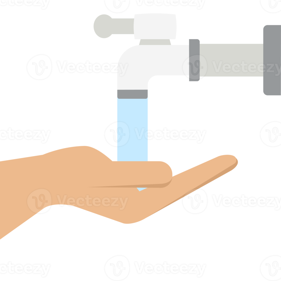 saving clean water from faucet using hand png