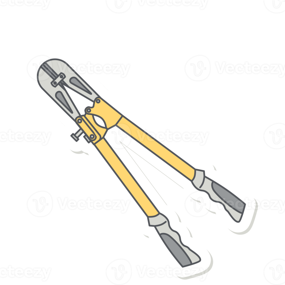 ciseaux à fil de fer à manches longues outils de construction équipement dispositif icône ensemble autocollant de collection png