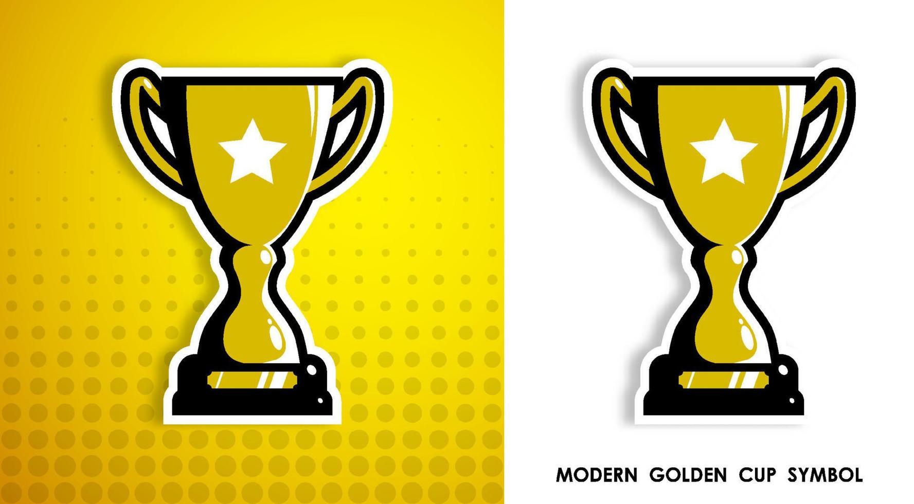 Prize sports cup for participation in sports competitions. Award to winner of tournament. Vector in modern contrast style