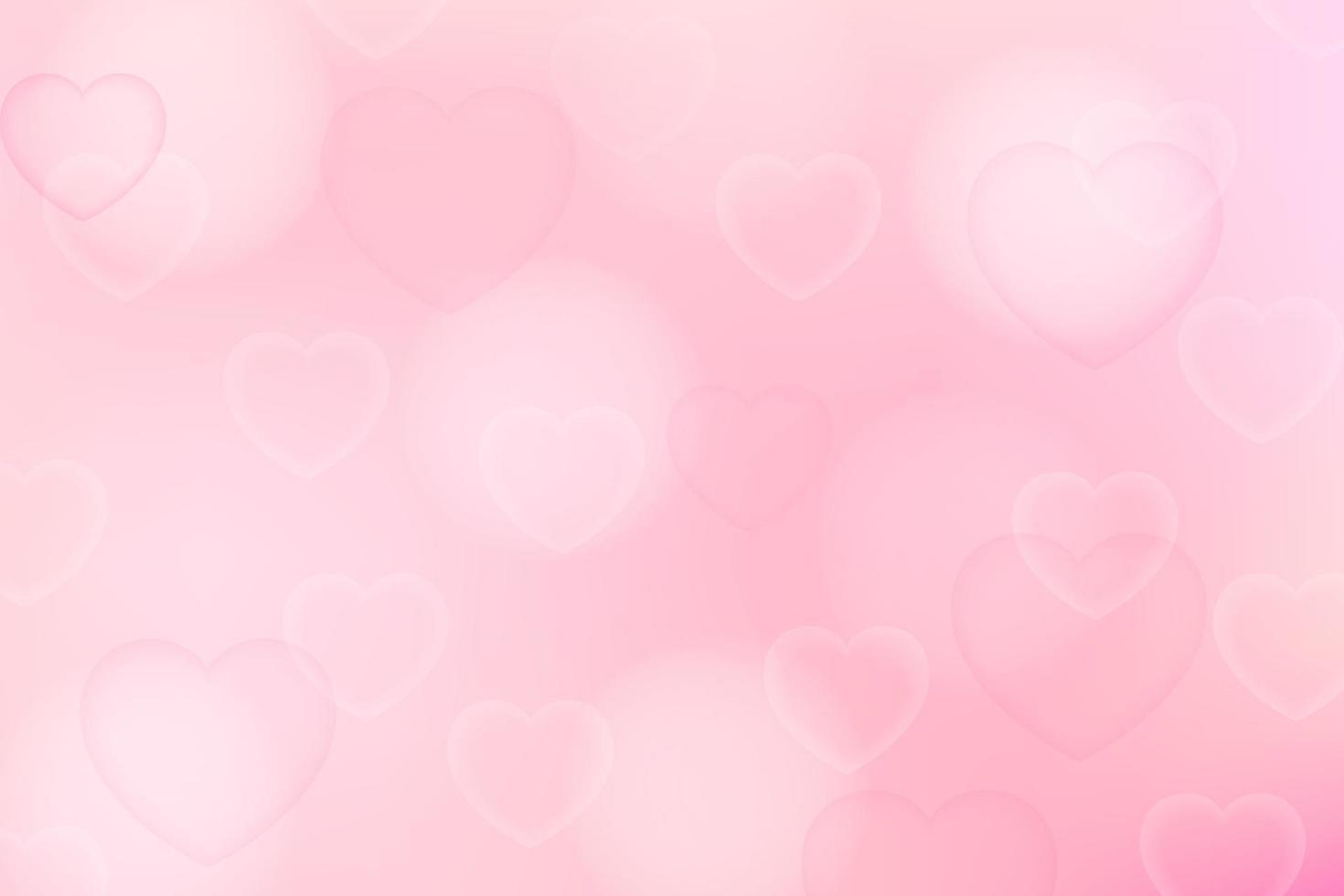 Soft pink blurred background. Valentines Day abstract background with hearts. vector