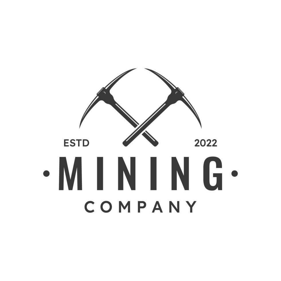 Pickaxe vintage template design in retro style,concept for business,label,industrial or mining tool. vector