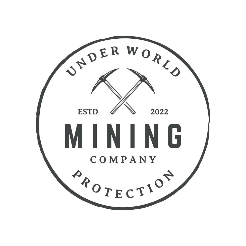 Pickaxe vintage template design in retro style,concept for business,label,industrial or mining tool. vector