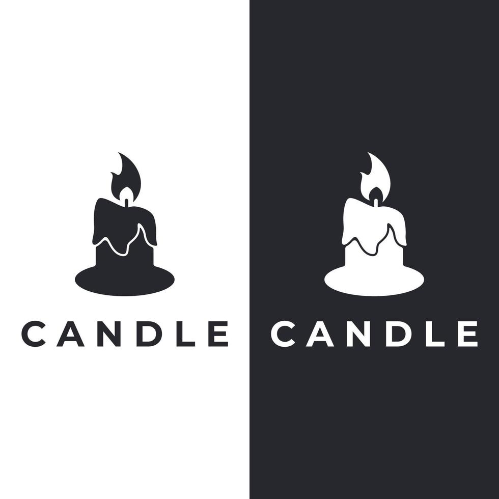 Simple burning luxury candlelight logo vintage design with isolated background.Template for business, sign, company. vector