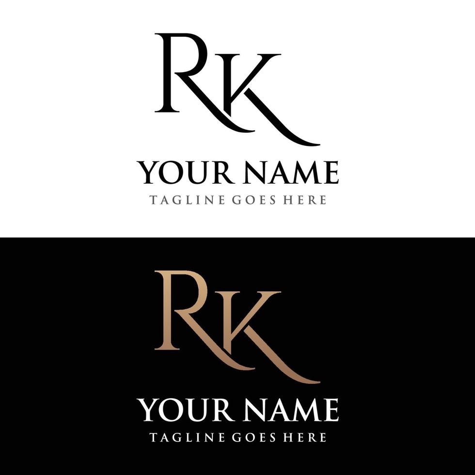 Luxury RK , KR , K , R Letter Logo template with elegant and unique monogram. Logo for business card , business , brand , company. vector