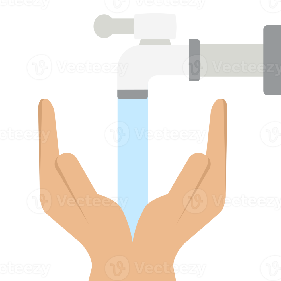 saving clean water from faucet using hand png