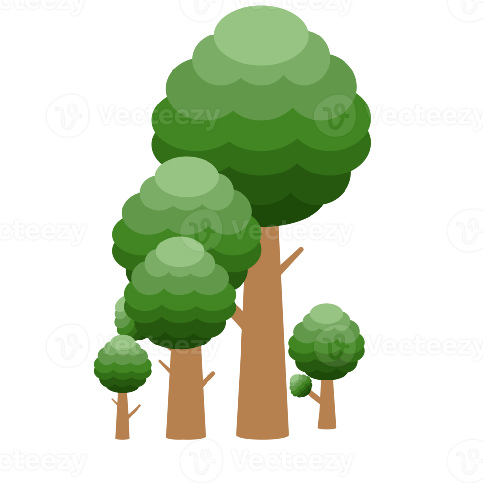 petite forêt collection d'arbres réalistes de différents types de plantes png