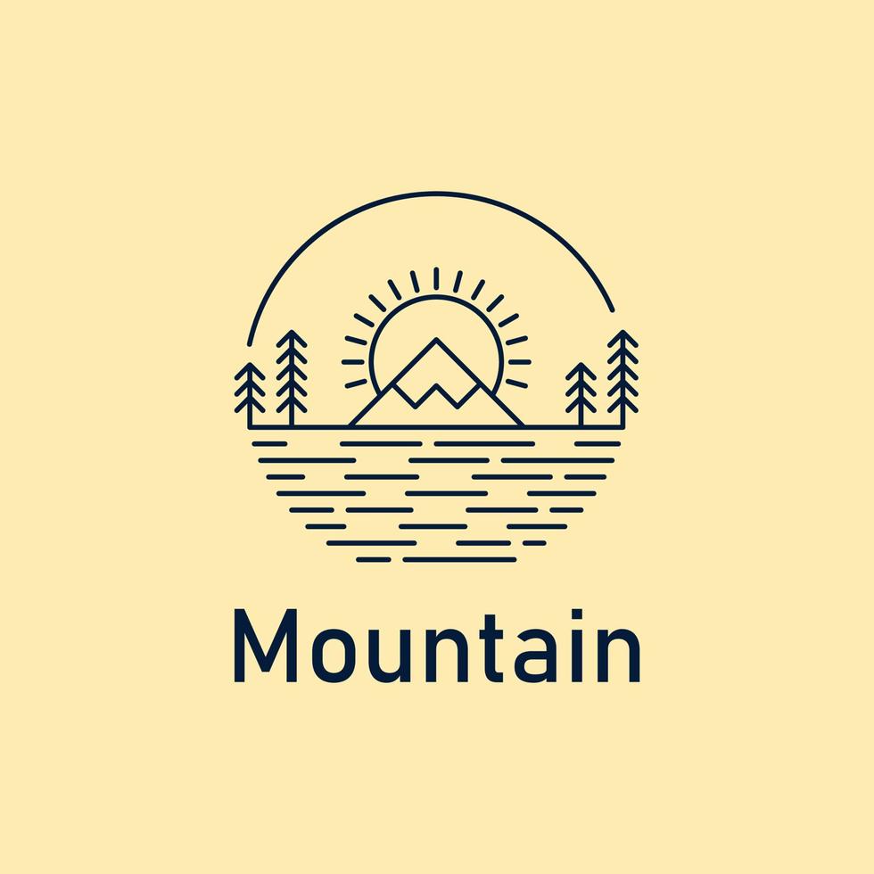 Simple line style mountain logo vector