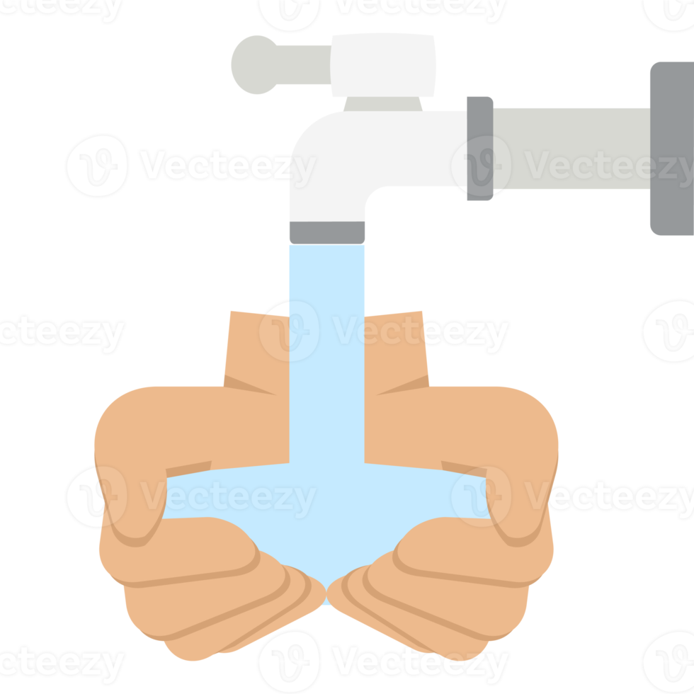 économiser de l'eau propre du robinet à l'aide de la main png