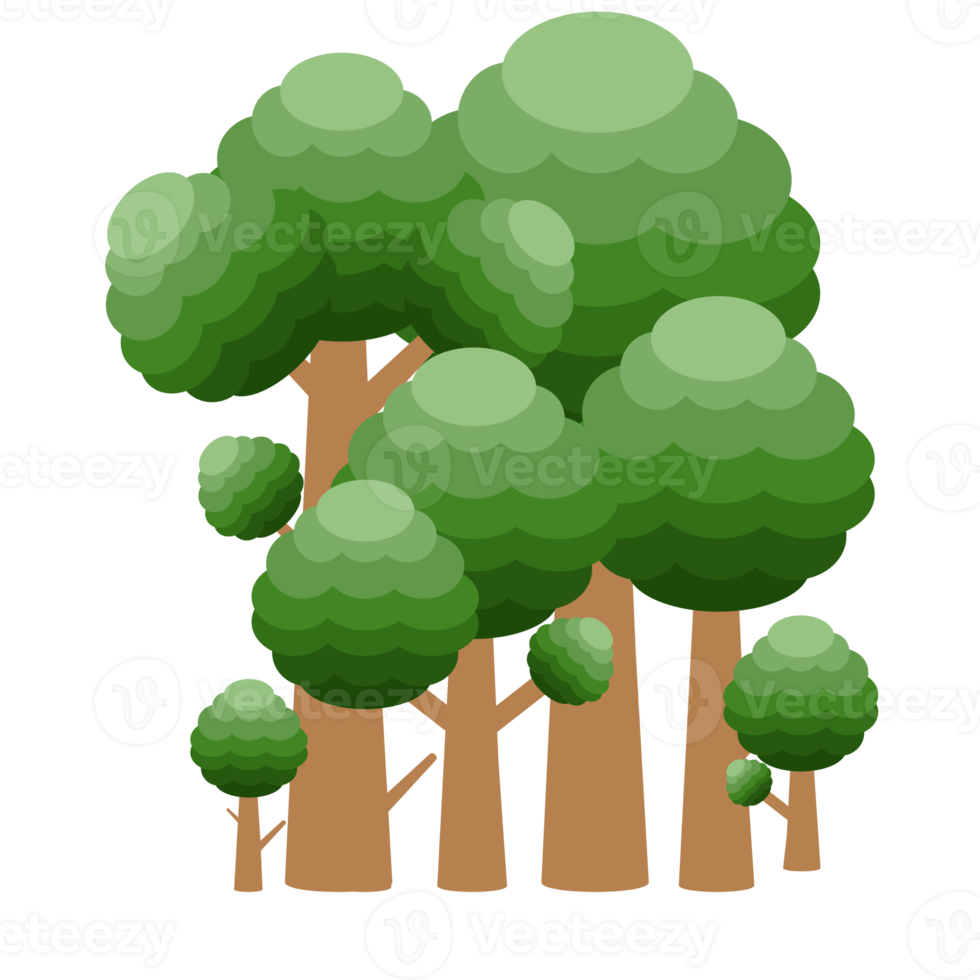 Free little forest realistic tree collection of different kinds shape
