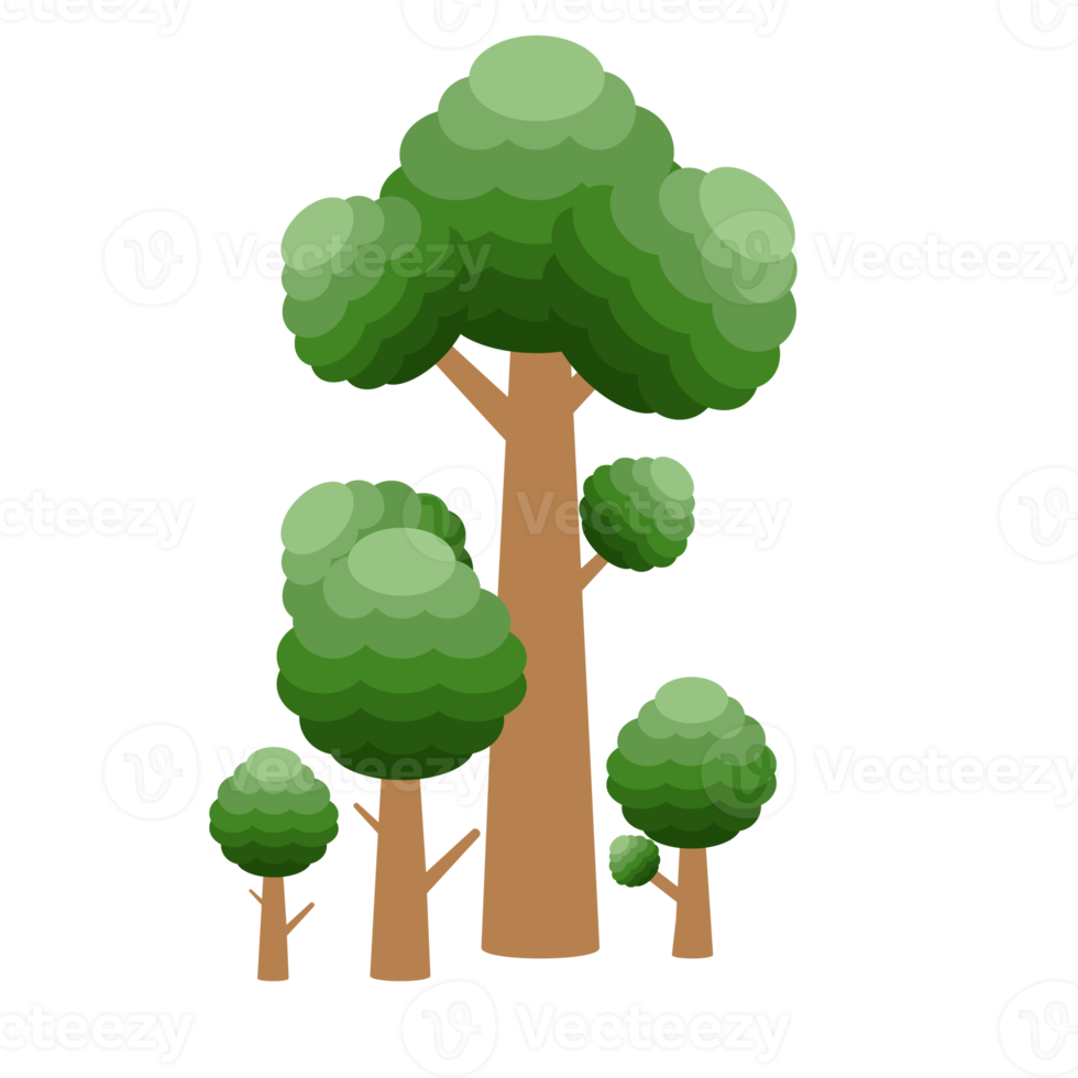 coleção de árvore realista de pequena floresta de diferentes tipos de forma png