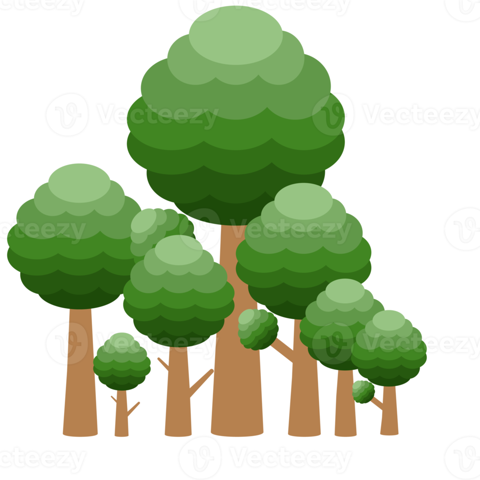 piccola foresta raccolta di alberi realistici di diversi tipi di piante png
