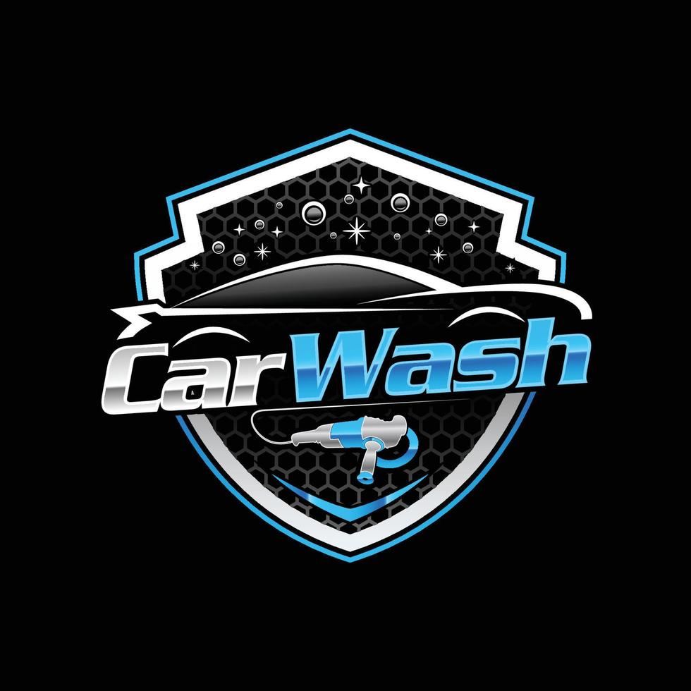 Car wash and auto detailing blue and silver logo design template
