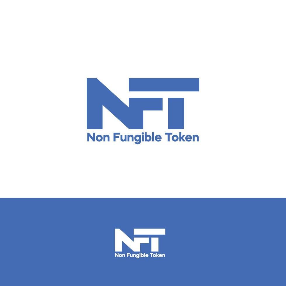 nft - logotipo azul token no fungible, con icono nft vector