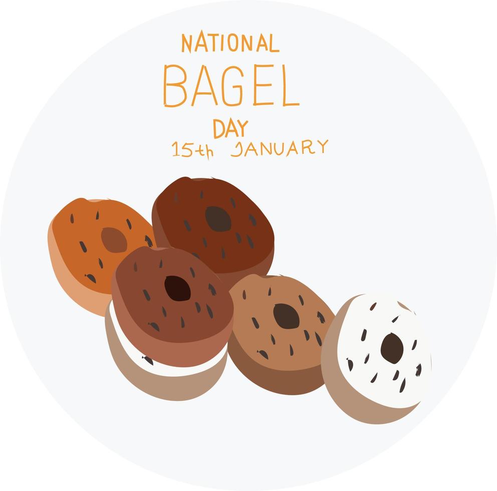 15 de enero es la ilustración de vector de día nacional de bagel