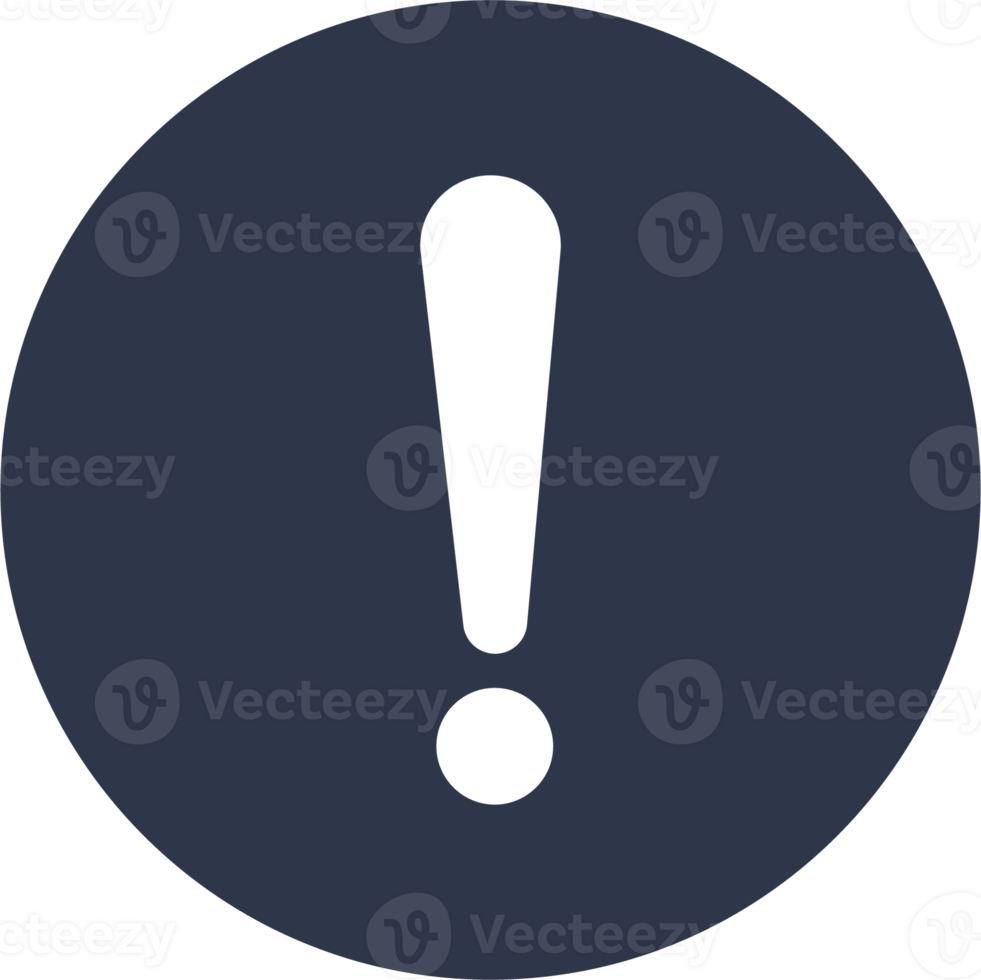 Warning message concept represented by exclamation mark icon. Exclamation symbol in circle. png