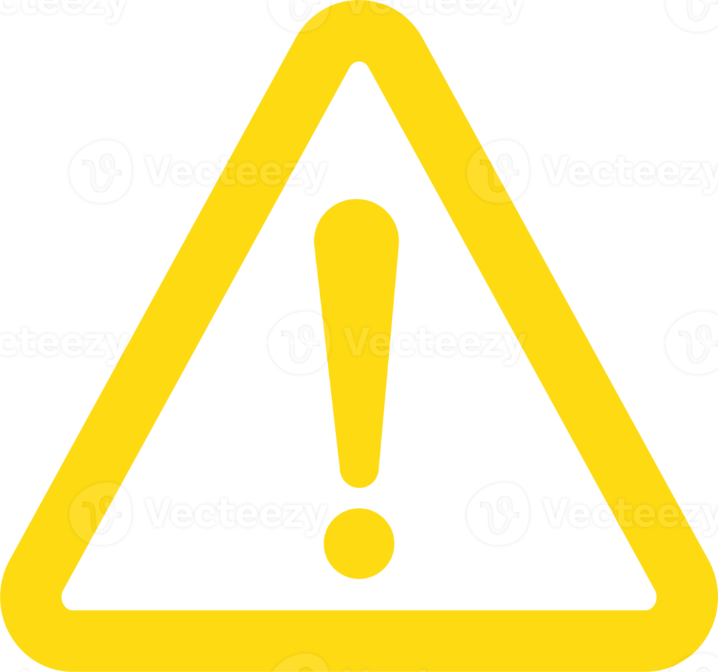 concept de message d'avertissement représenté par l'icône de point d'exclamation. symbole d'exclamation dans le triangle. png