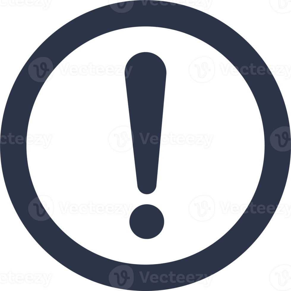 Warning message concept represented by exclamation mark icon. Exclamation symbol in circle. png
