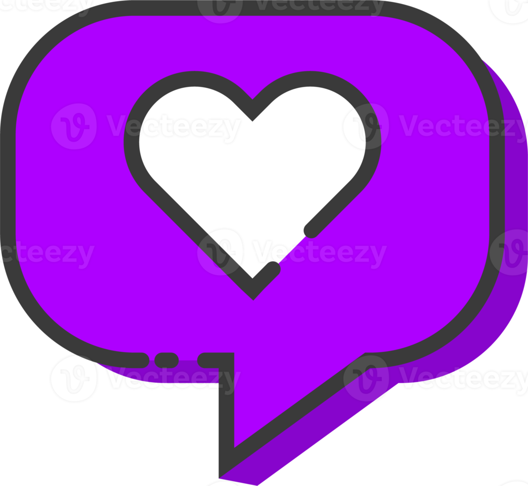 ícone de coração em estilo de design plano. ilustração de sinais de amor. png