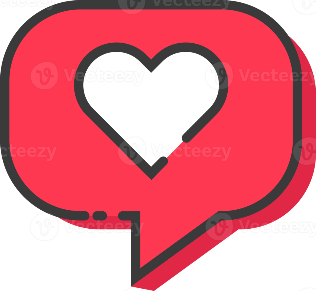 ícone de coração em estilo de design plano. ilustração de sinais de amor. png
