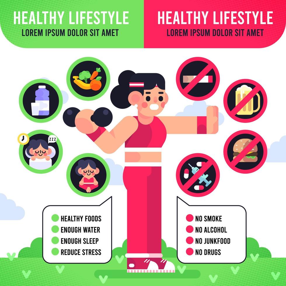 Healthy Life For New Year Resolution Infographic vector