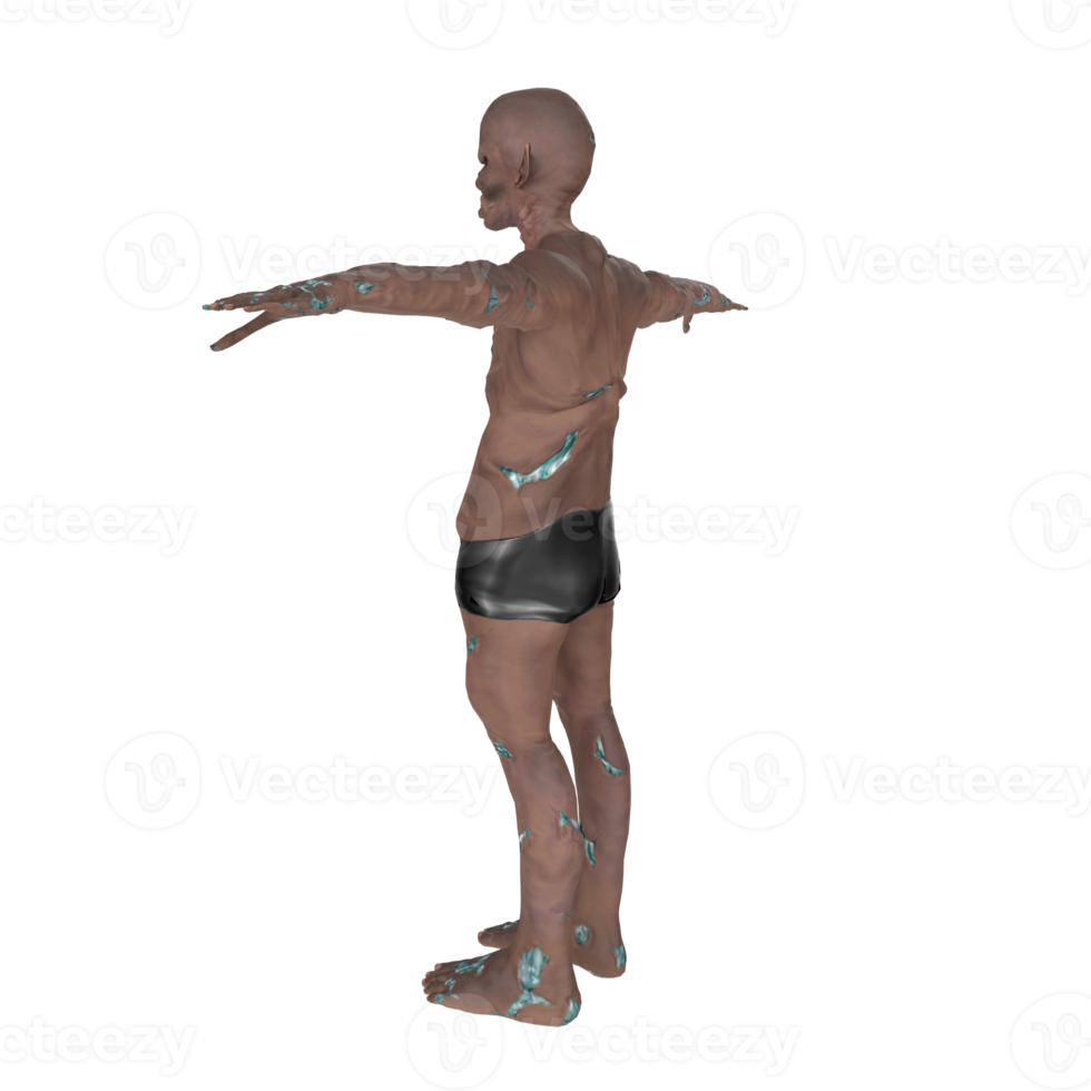 3d tolkning av zombie man png