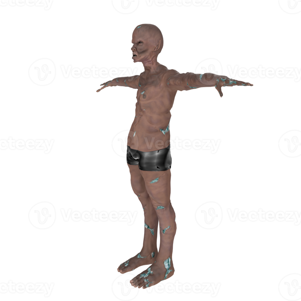 Rendu 3D de l'homme zombie png