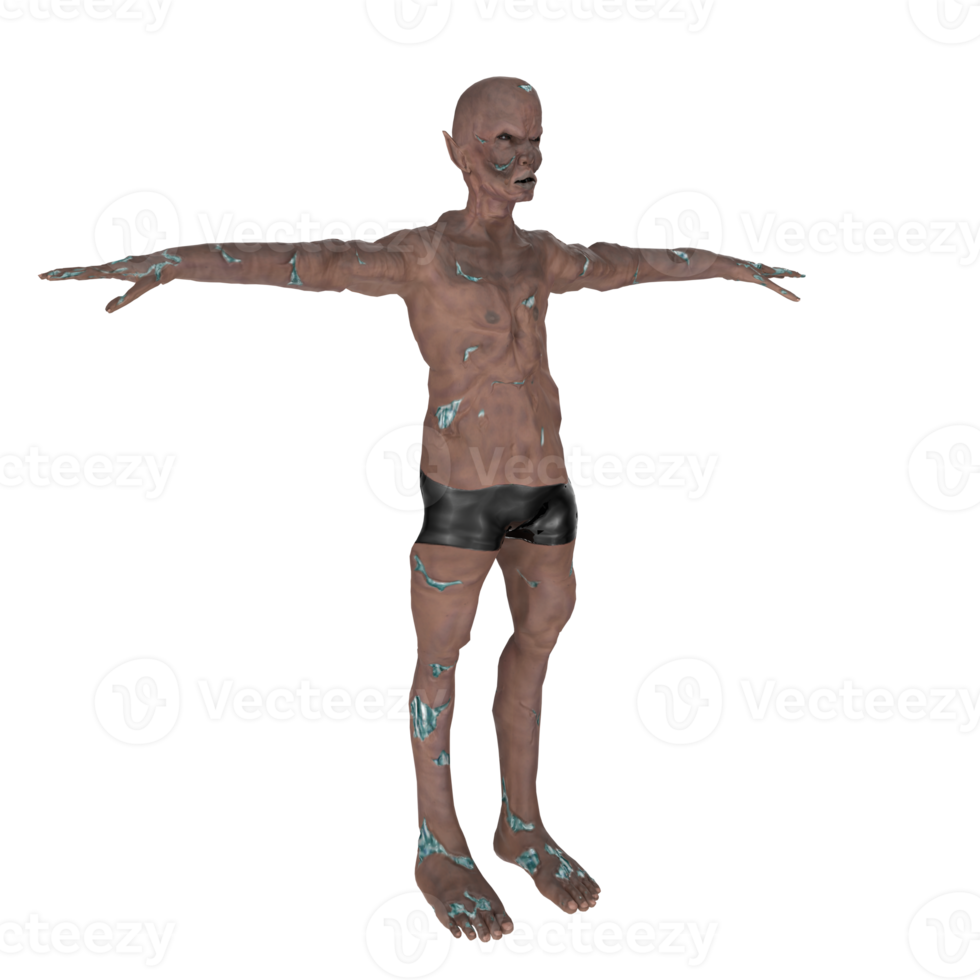 renderização 3D do homem zumbi png