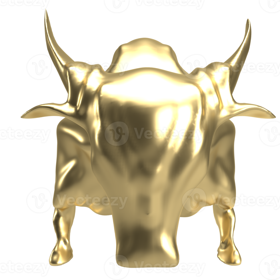 golden bull png image for business concept 3d rendering