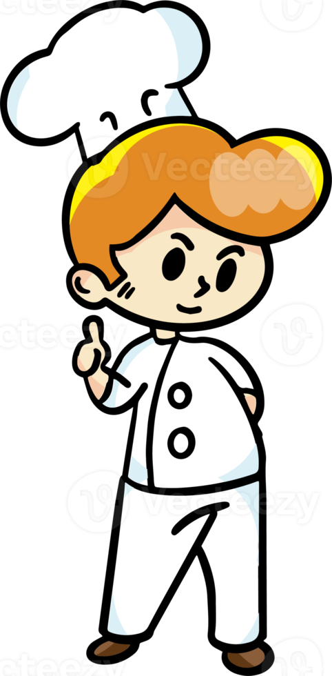 The chef cartoon character  drawing design for food concept png