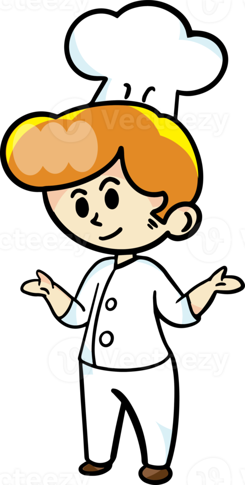 The chef cartoon character  drawing design for food concept png