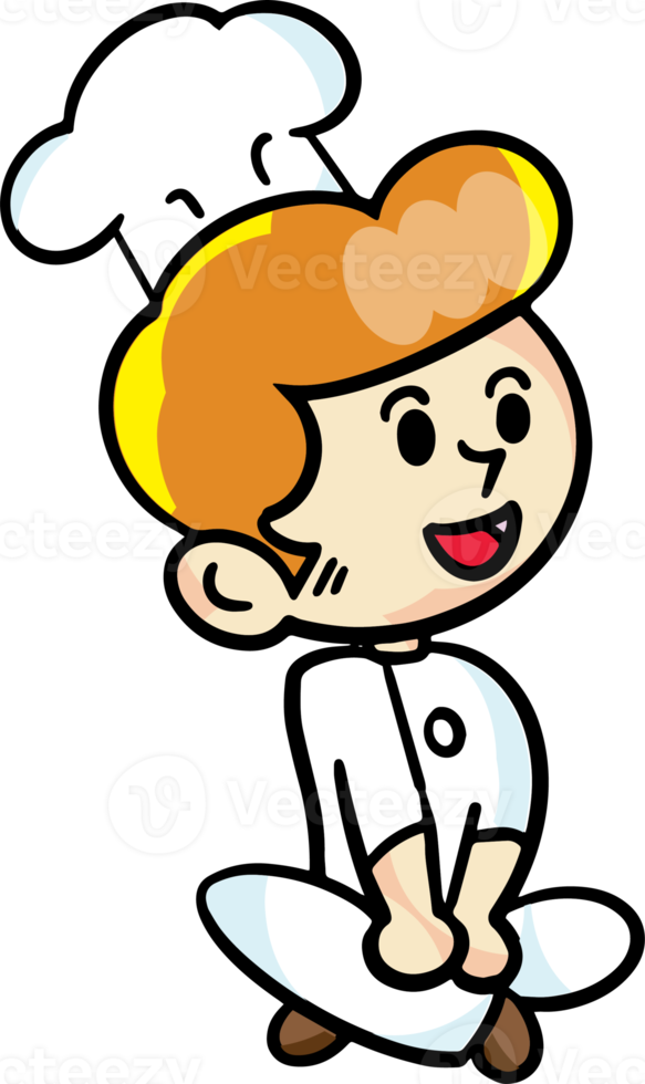 The chef cartoon character  drawing design for food concept png