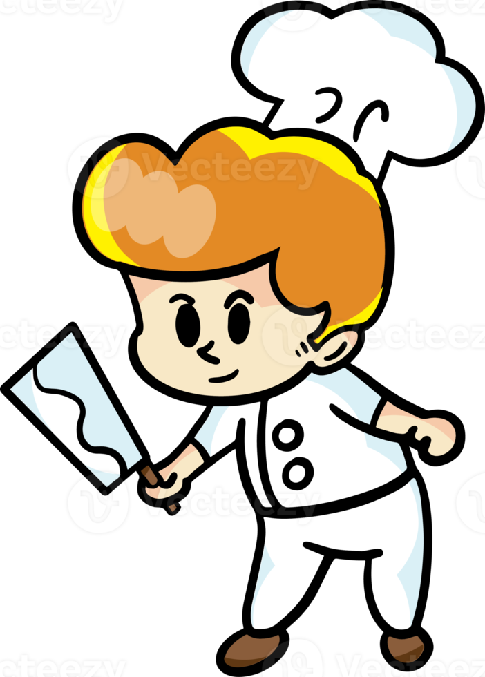 The chef cartoon character  drawing design for food concept png