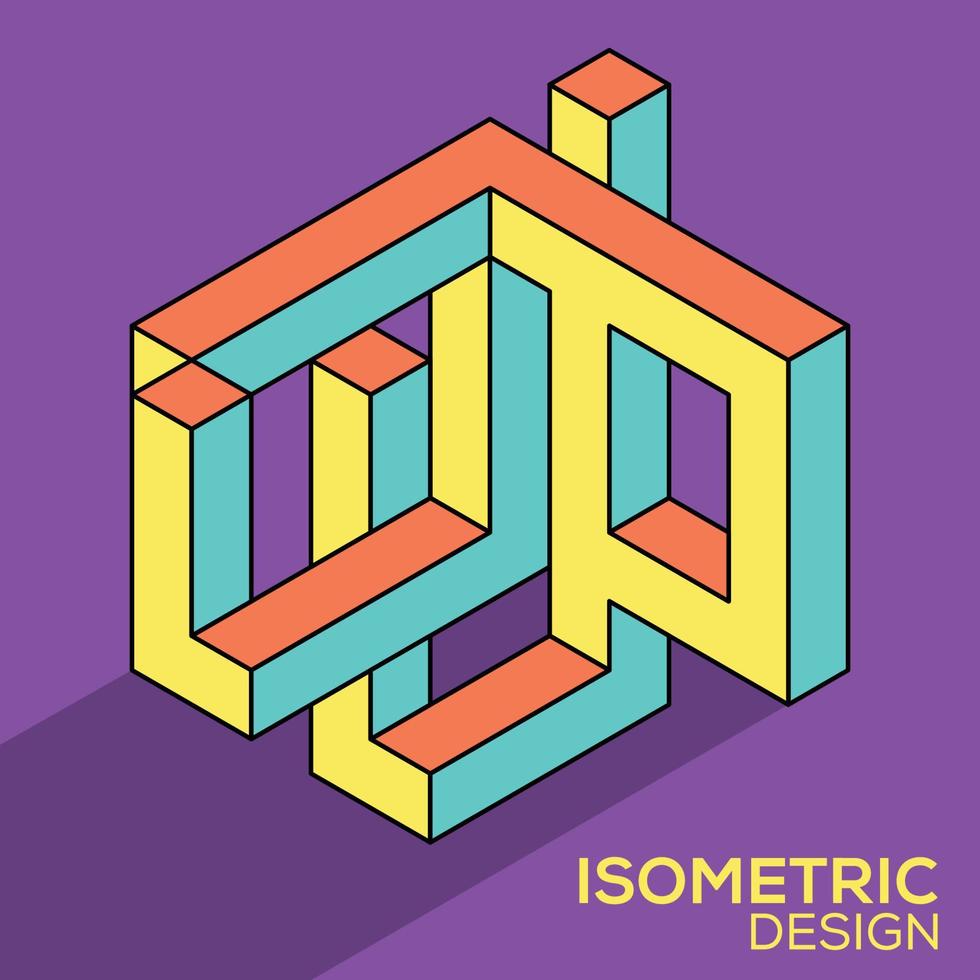 edificio isométrico diseño plano 3d. monogramas gráficos vectoriales creativos. vector