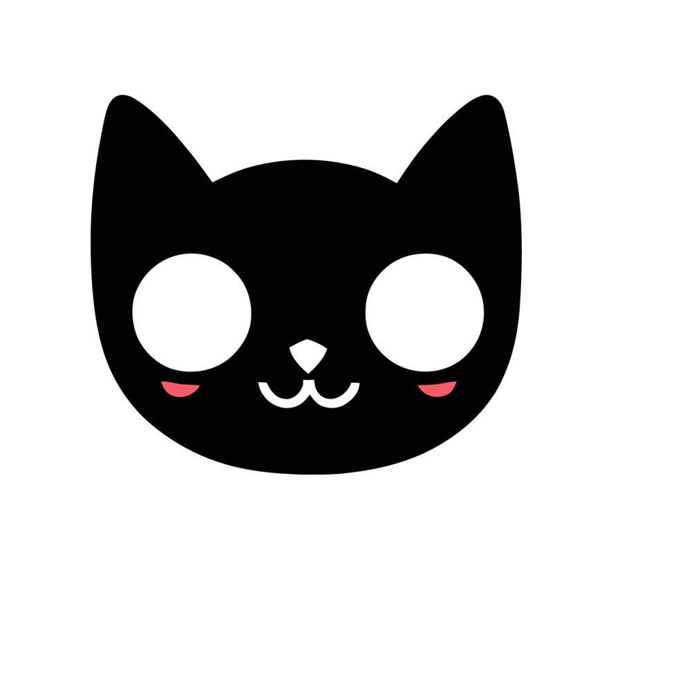 Smiling Black Cat Face vector