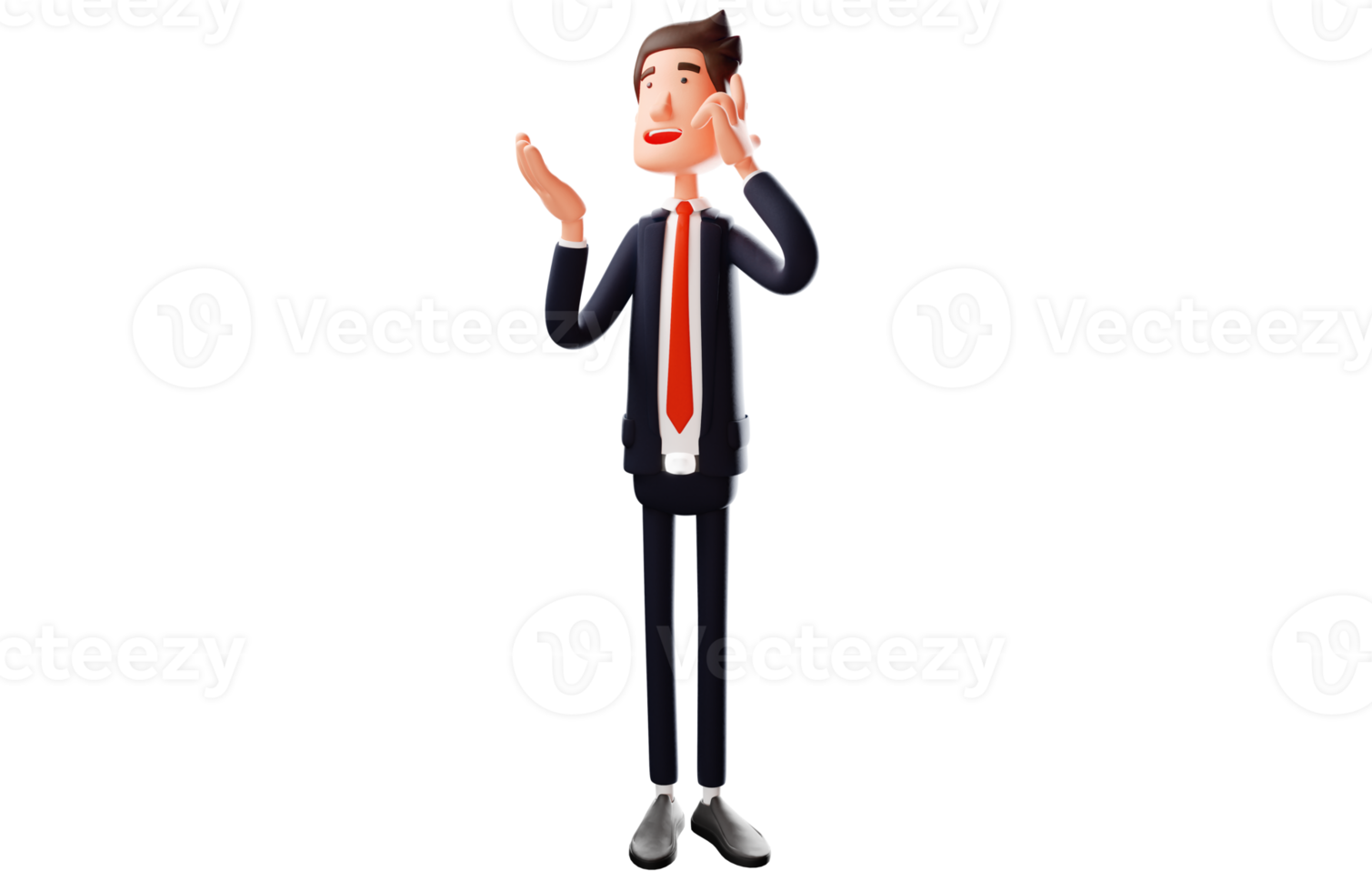 3D illustration. Unique office worker 3D Cartoon Character. Worker cartoon standing and posing strangely. 3D Cartoon Character png