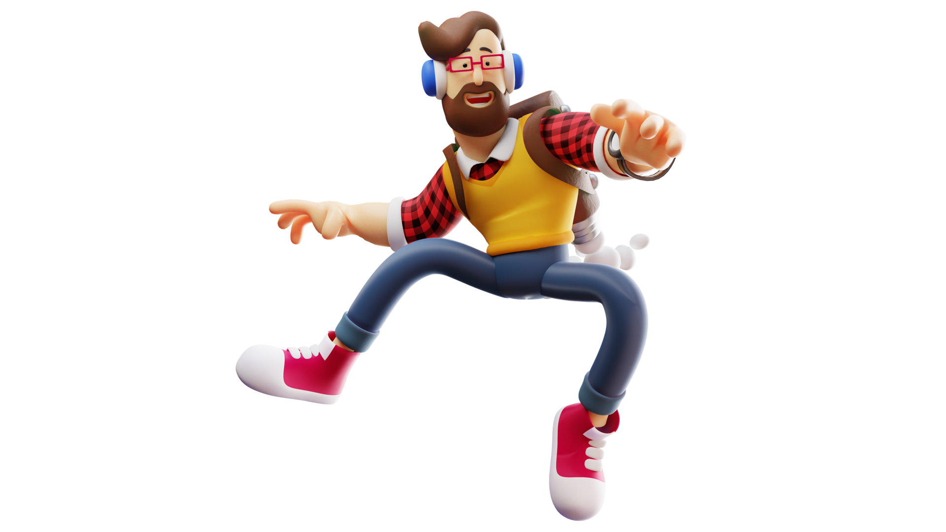 Free 3D illustration. Unique young 3D Male Cartoon Character. Cool young  man in flying pose. Cool man holding rocket bag smiling happily. 3D Cartoon  Character 17172844 PNG with Transparent Background