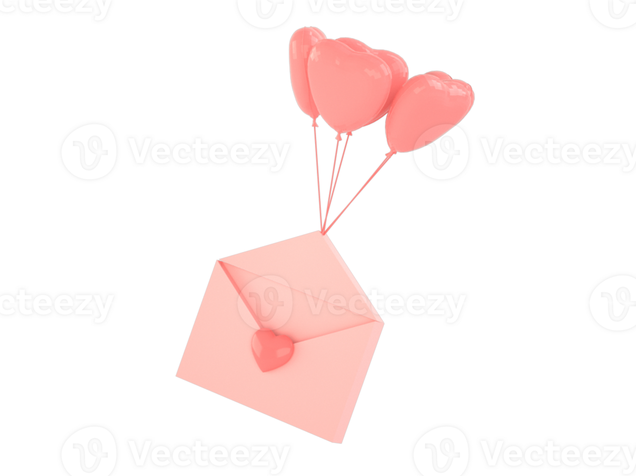 3d rendering of valentine's day cartoon elements png