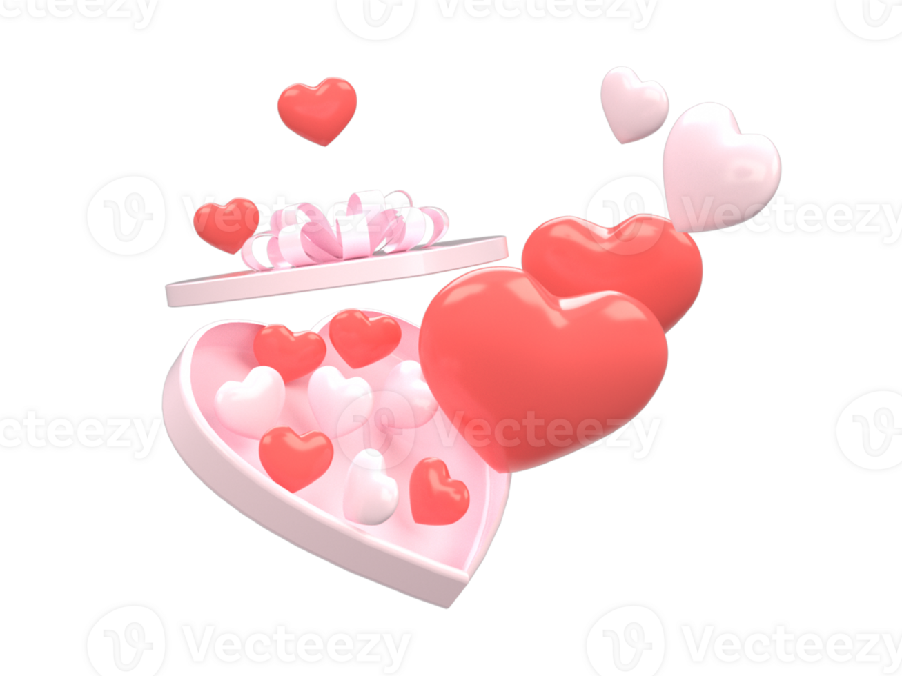 3d rendering of valentine's day cartoon elements png
