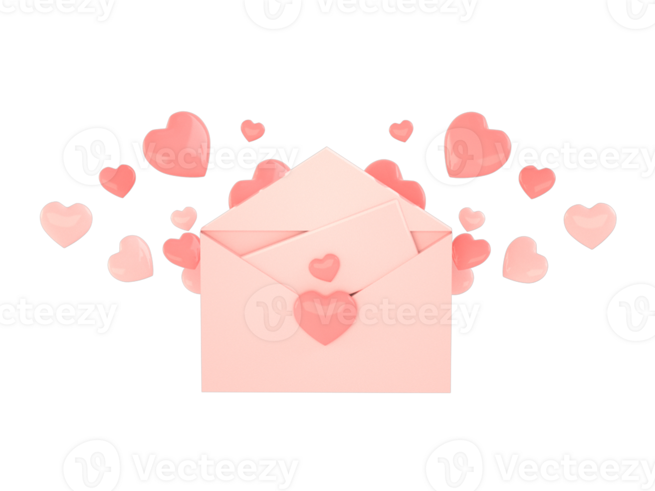 3d rendering of valentine's day cartoon elements png