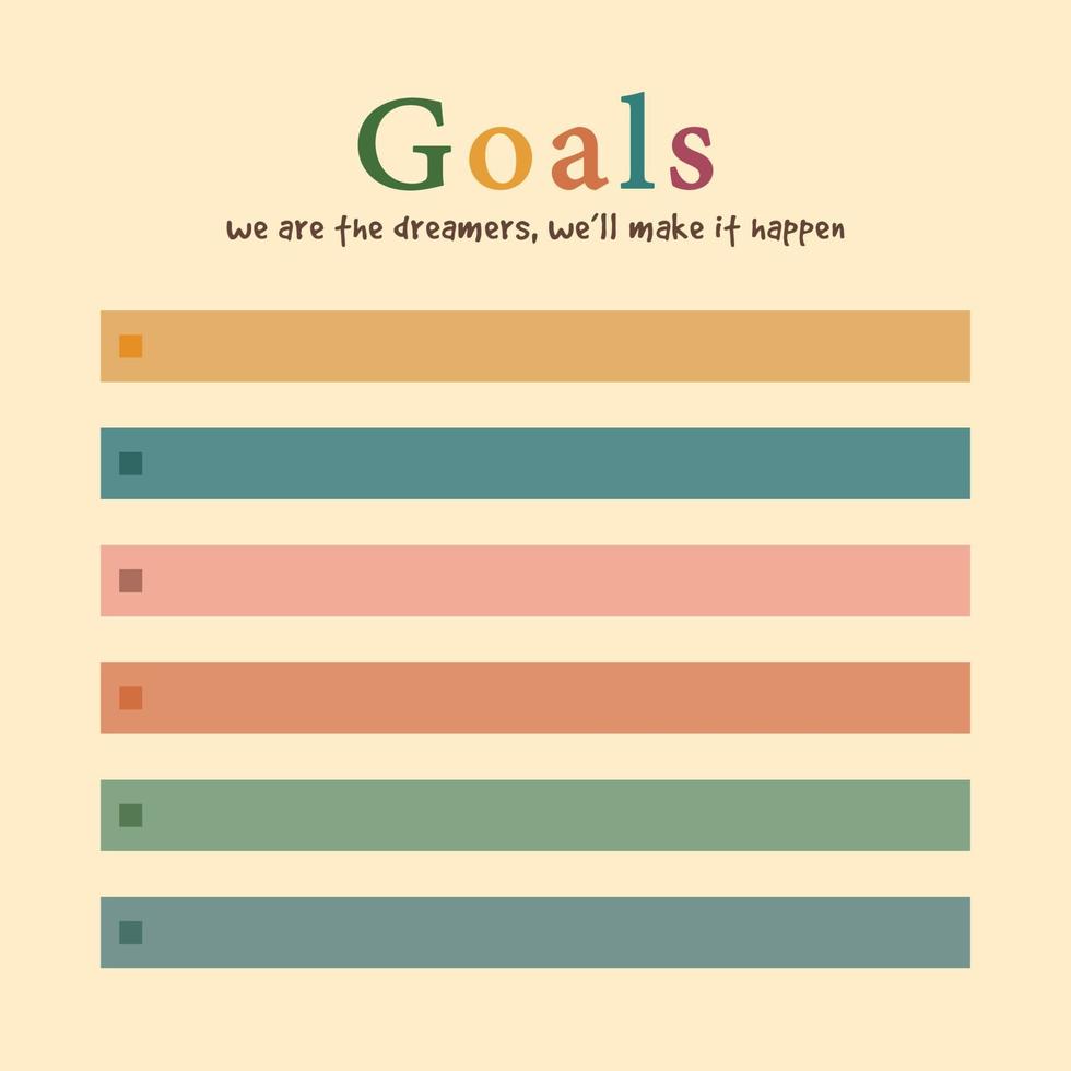 Bullet Journal Goal Planner Template To Do List vector
