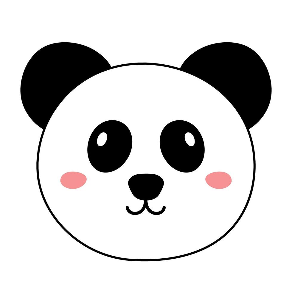 lindo panda cara animal salvaje personaje en dibujos animados vector ilustración con línea negra